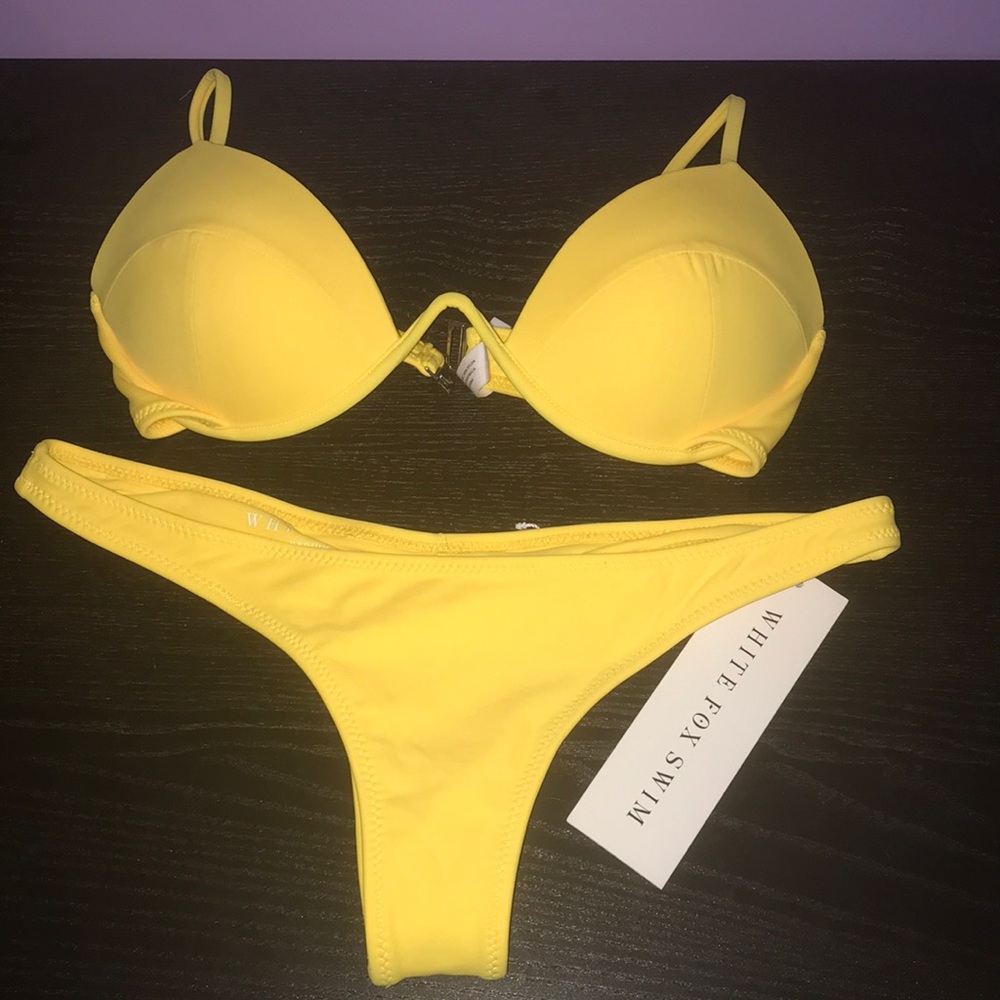 White fox yellow bikini